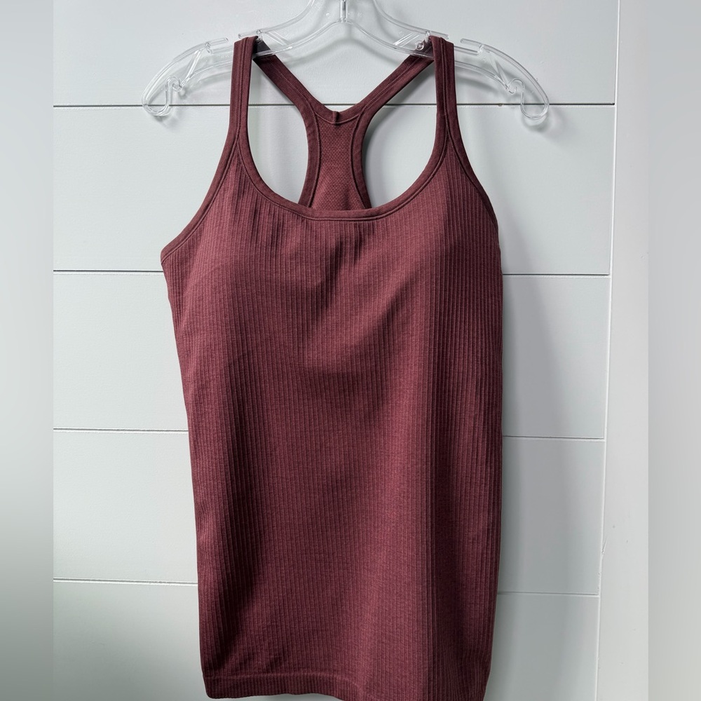 Lululemon Ebb to street tank top light support shelf bra tank smoky red 12